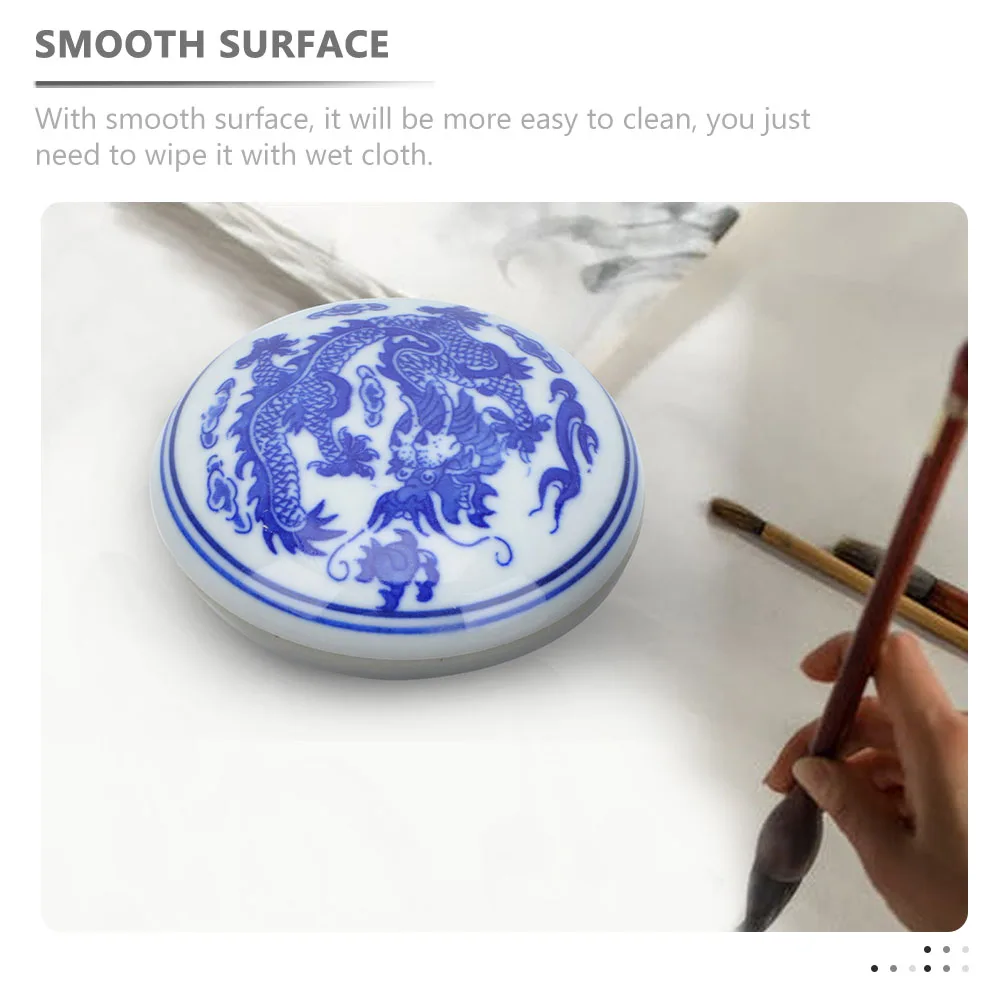 

4Pcs Blue and White Porcelain Ink Pad High Grade Reusable Inkpad for Calligraphy Training DIY Drawing Multipurpose Seal Craft