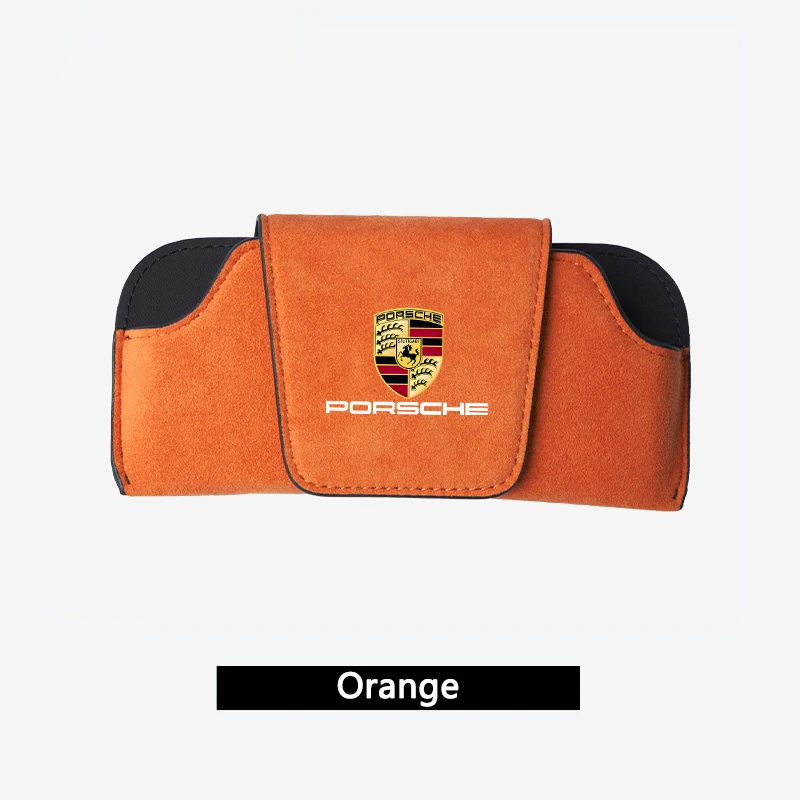 Caja de ante para gafas de coche, estuche para gafas con visera, almacenamiento para Porsche Cayenne Panamera Macan 911 718 Taycan Boxster Cayman 918 Pajun