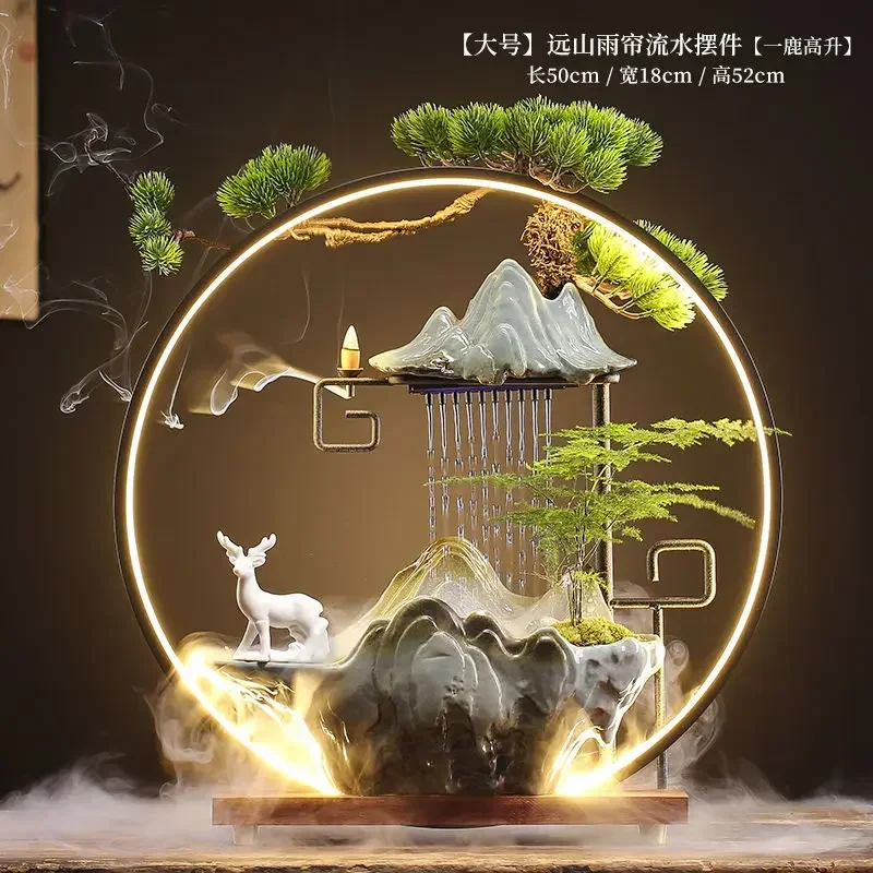 Creative Ceramic Running Water Fountain Humidifier Home Living Room Wealth Office Store Restaurant Ornaments Opening Gifts