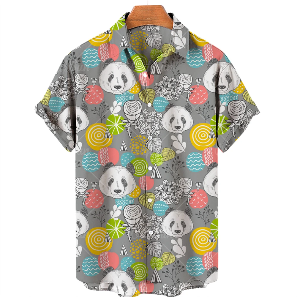 

2023 New Camisas De Hombre Cute Panda Creative Hawaiian Shirt 3D digital Printed beach shirt Trend Short sleeve shirt men's top