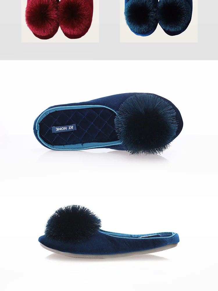 Pantuflas de casa para mujer, ideales para primavera y otoño, cálidas, con un diseño adorable y pompones, hechas de algodón, tipo sandalia, con suela antideslizante y suave, perfectas para usar en interiores y exteriores durante todo el año.