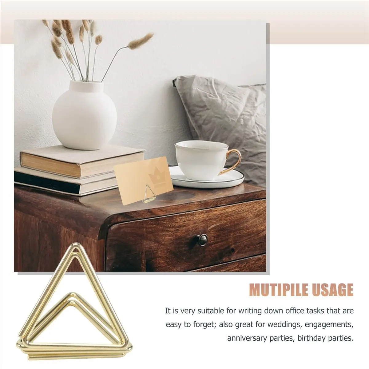 30Pcs Triangle Shape Card Holders Wedding Table Number Holders Photo Holder Pictures Stand Clips for Anniversary Party &LICG
