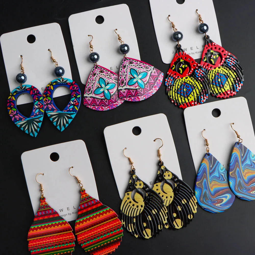 10 زوج/وحدة موضة خمر سحر أنيق رائعة الخرز متعدد الألوان نمط الاكريليك أقراط للنساء مجوهرات يومية هدية حفلة #3