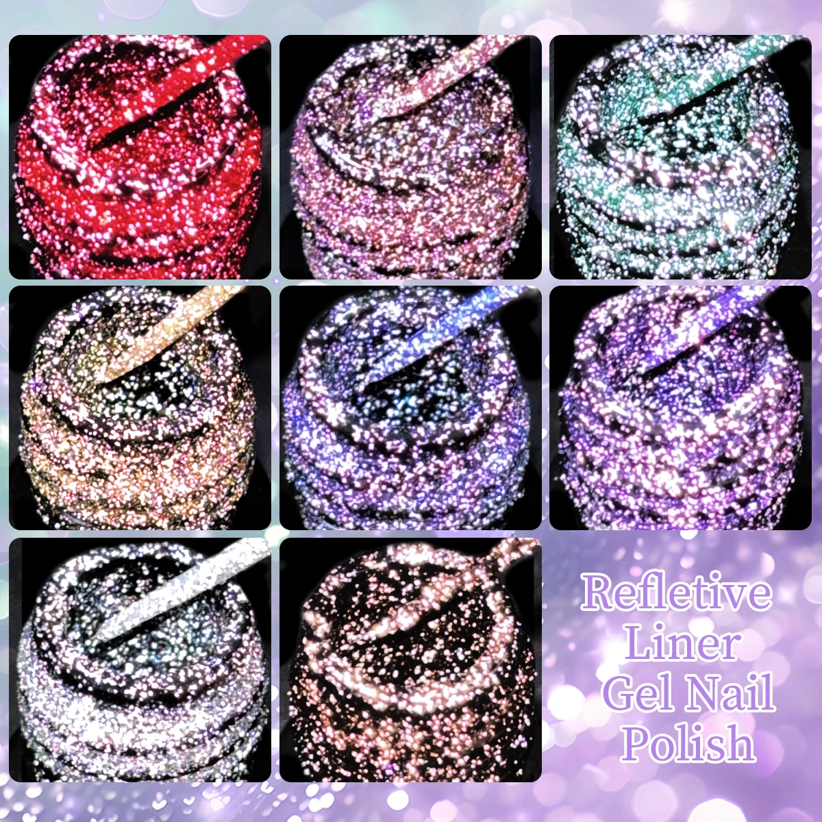 ハイマート・フリッシュ 6個入りラインストーンジェルネイルポリッシュ、5ml - きらめく、長持ちするサロン品質のネイルポリッシュ、爪に最適