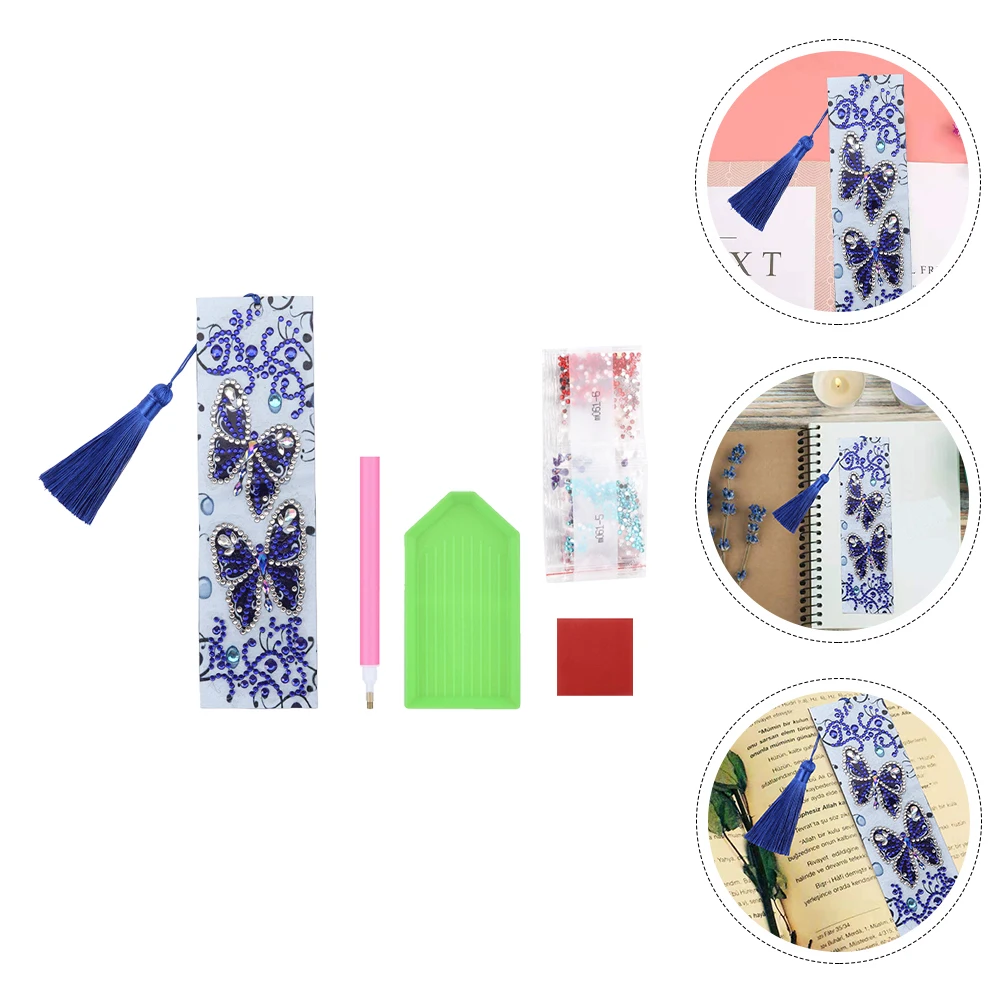 

1 Set Diamond Bookmarks Diy Craft Kits Butterfly Pattern Rhinestone Tassel Lanyard Reading Marker Tools Student Supplies Gift