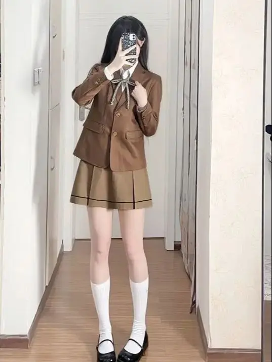 

Japan Jk Suit Jacket Women'S Suit Spring And Autumn Two-Button High-End Cyan Color Jk Uniform College Style