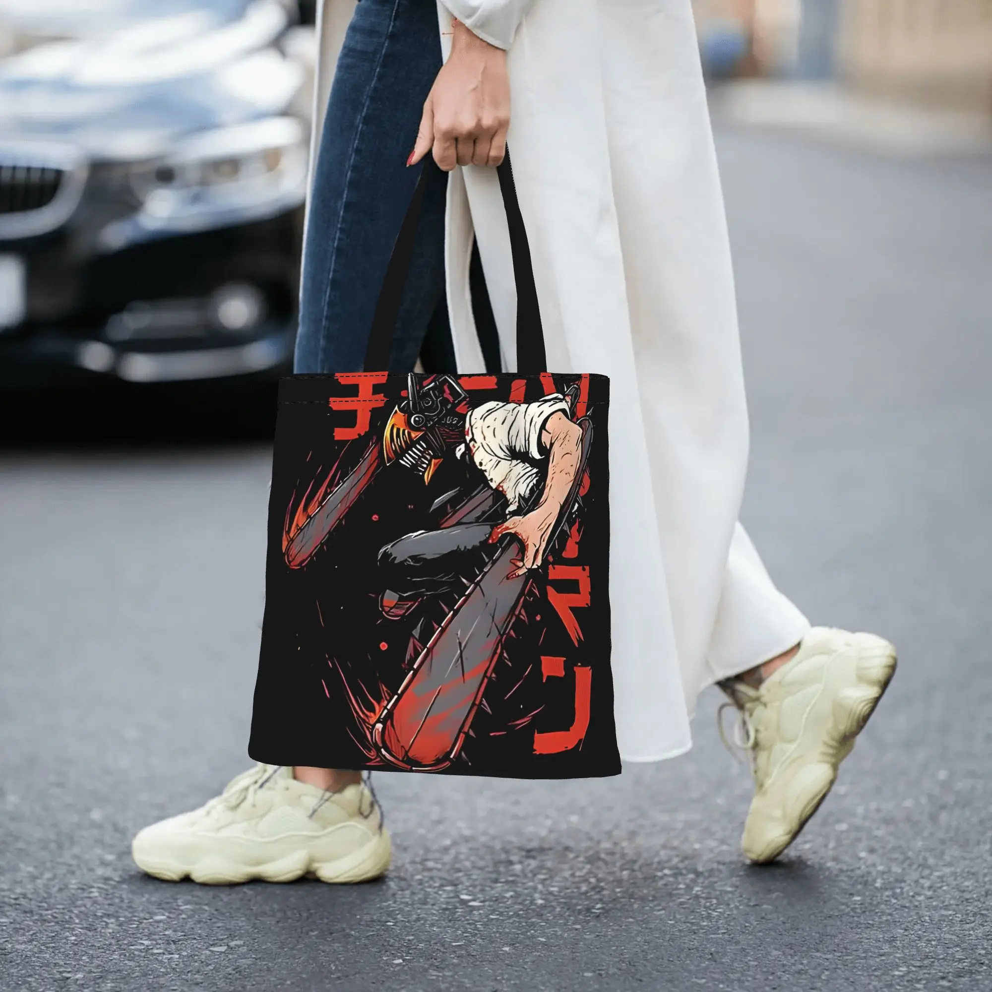 Fashion shopping bag Leisure and entertainment Denji  Canvas Chainsaw Man Canvas Tote Bag Women'S Shoulder Handbag