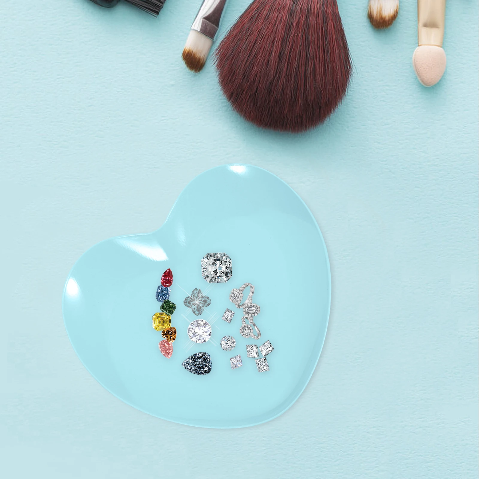 2 قطعة صواني المجوهرات على شكل قلب الفولاذ المقاوم للصدأ طبق صغير لخاتم القرط تخزين صينية العرض منظم سطح المكتب ديكور المنزل