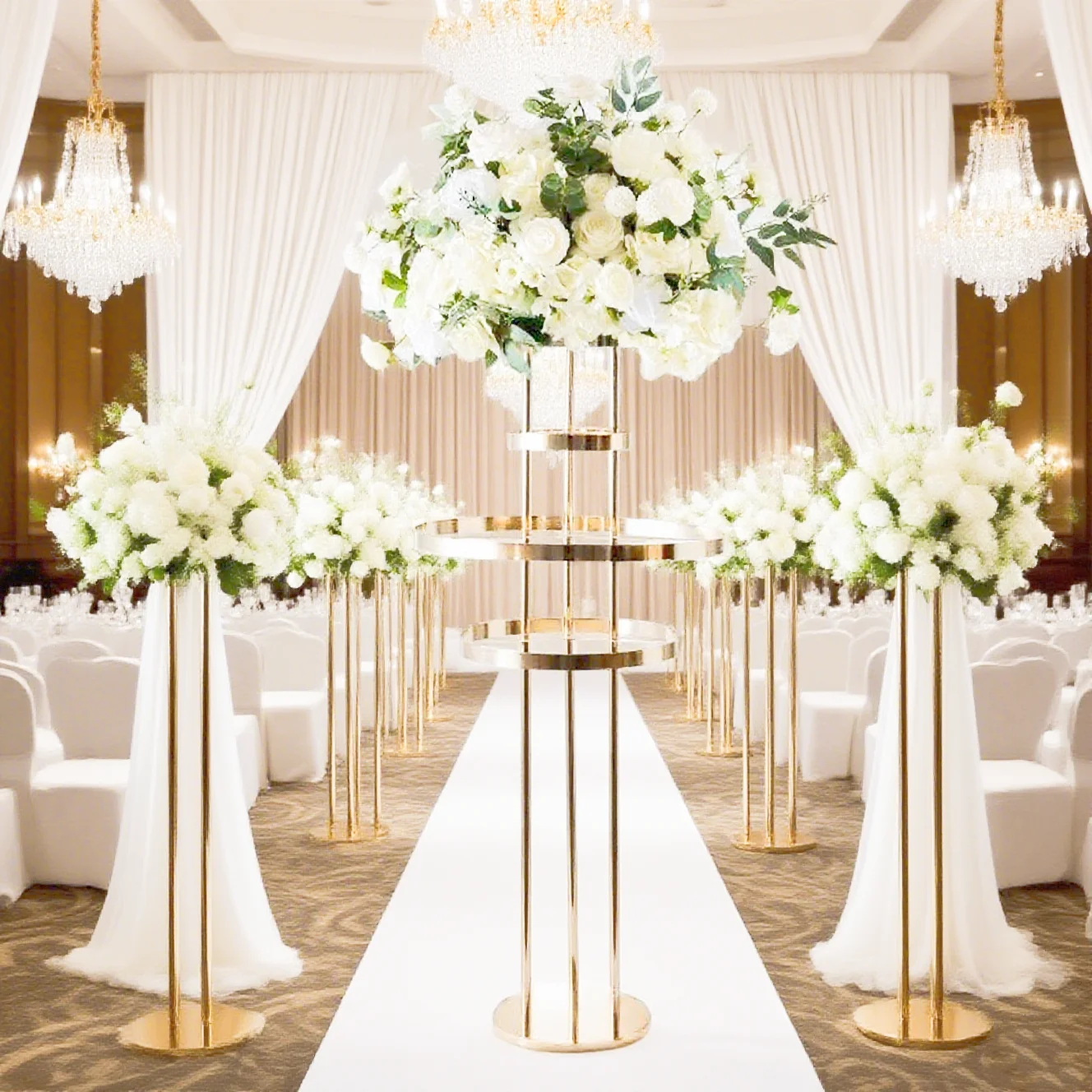 

47inch/55inch 4-6pcs table arch wedding flower stand, floral centerpiece for main table, for bridal showers and banquets decor,