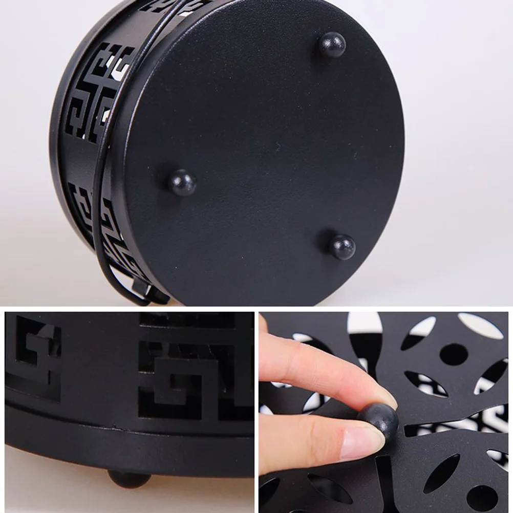 

1Pcs Bronze Iron Holder Fireproof Incense Burner Box with Hollow Lid Handle for Home Night Use