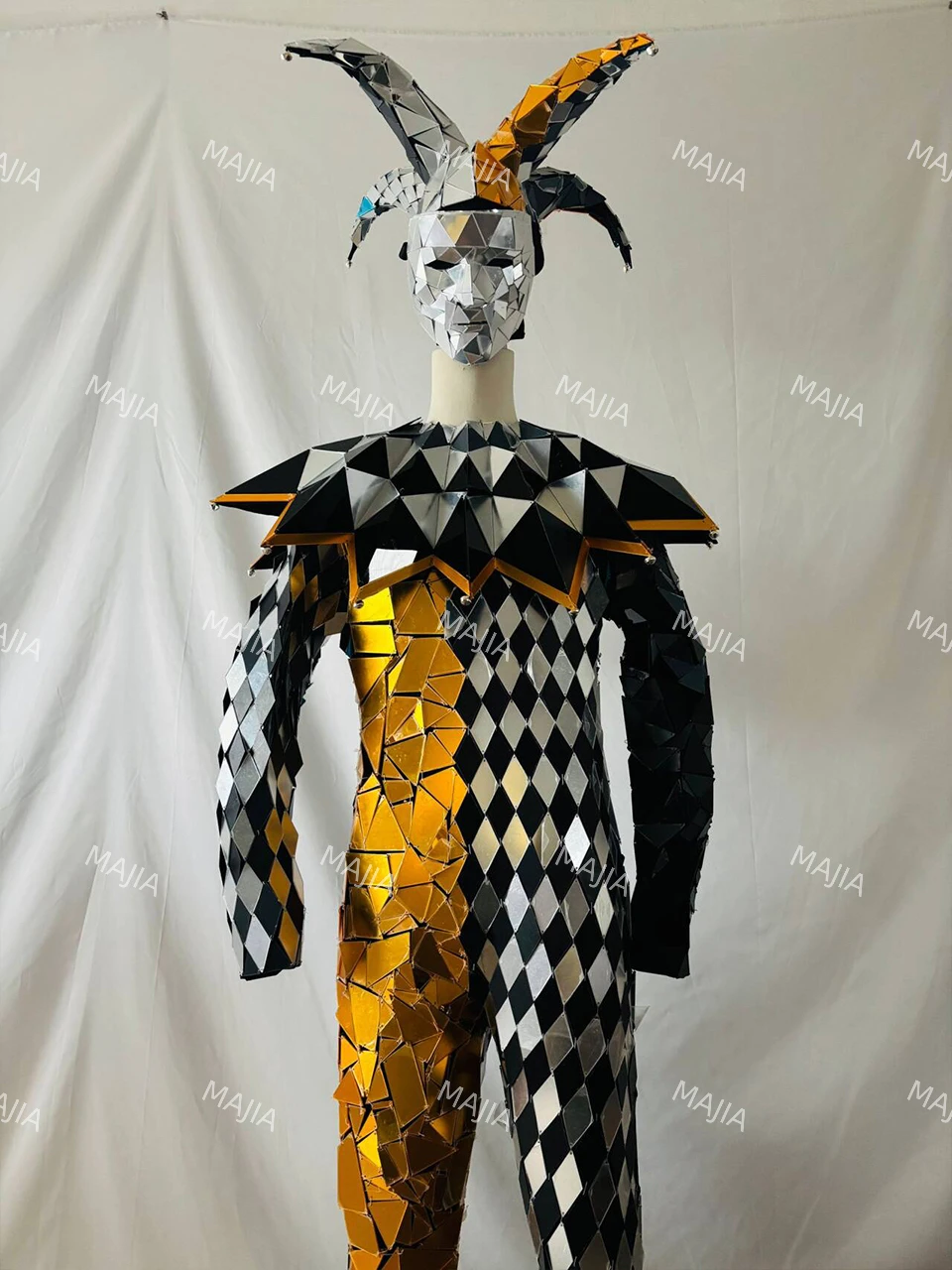 

Mirror Clown Costume Bar DS Performance Dance Jumpsuit Silver Red Yellow Nightclub Stage Costumes Bar DJ Party Easter Cosplay