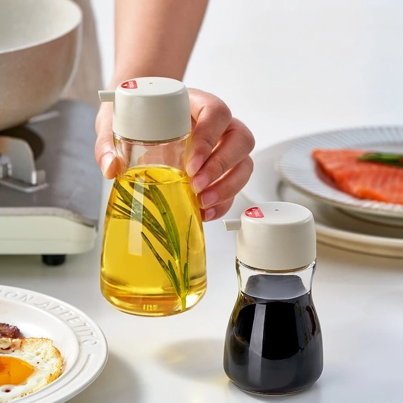 

1pc Japanese Style Glass Oil Bottle 110/190ml Desktop Seasoning Bottle Kitchen Household Glass Soy Sauce Seasoning Can Oil Pot