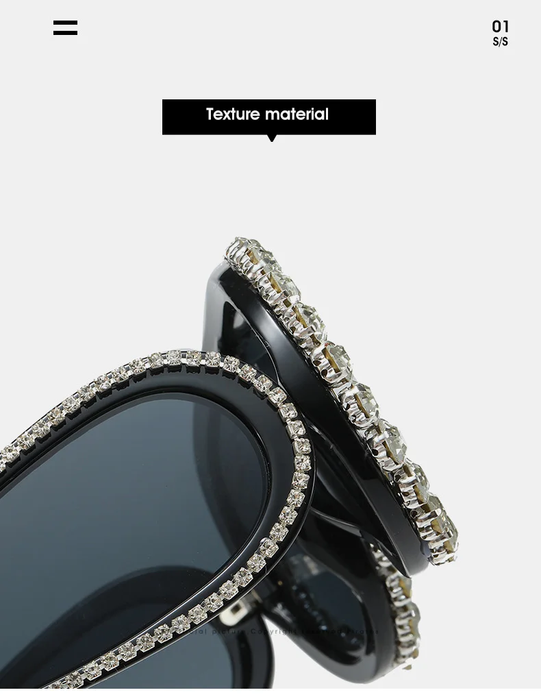 Glänzende Diamanten Y2K Sonnenbrille Frauen Luxus Übergroße Einteilige Sonnenbrille Goggle Weibliche Trends Strass Shades Brillen UV400 – Detail 12