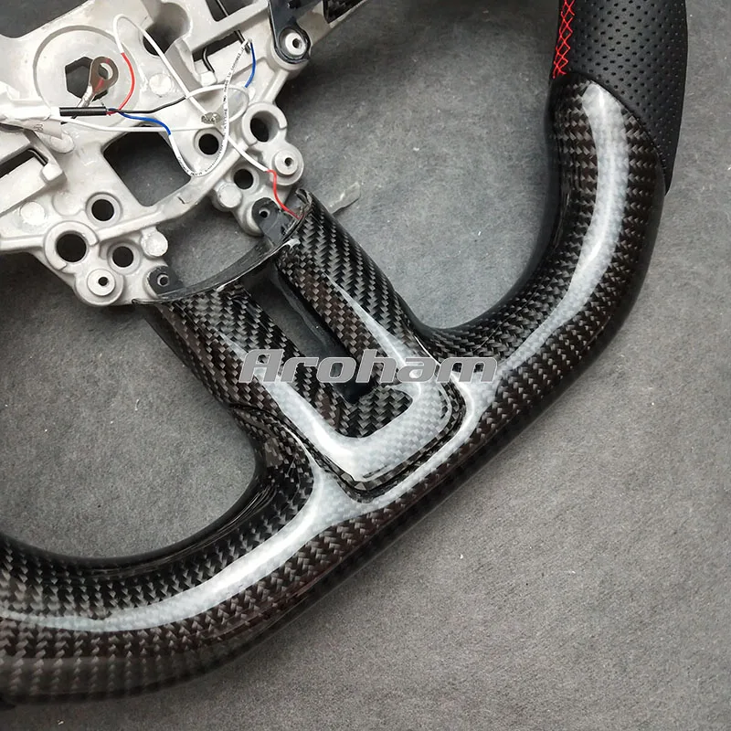 Customize Real Carbon Fiber Black Perforated Leather Steering Wheel For Ford Mustang 2015 2016 2017 2018 2019 2020