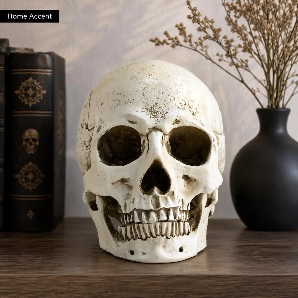 Life Size Skull Head Statue, Realistic Resin Gothic Decor, Customized