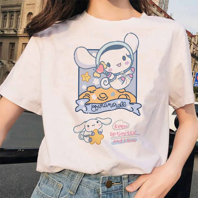 Cartoon Y2k Cinnamoroll T-shirt Women's Cotton Casual T-shirt Sanrio Clothing T-shirt Top T-shirt Women's Clothing Top