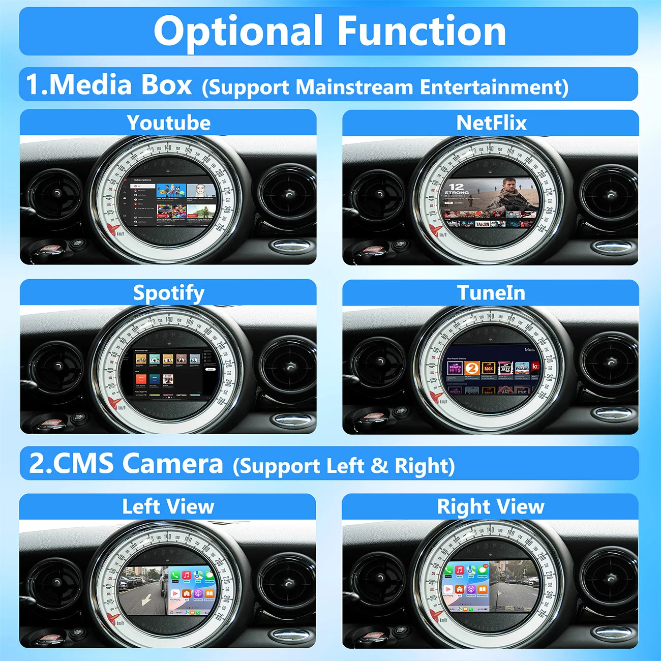 CarPlay Android Auto اللاسلكي لنظام BMW CIC MINI 2009-2014 مع وصلة مرآة AirPlay CarPlay وظيفة دعم خلفي #5