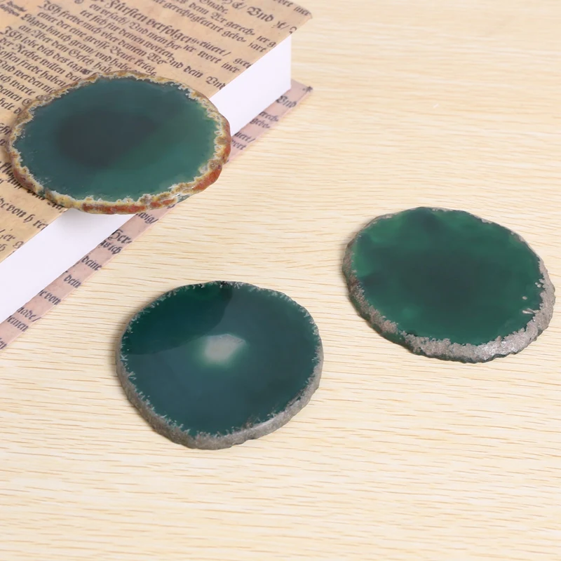 Green Stone Coaster,Crystal Cup Coaster,Cup Mat For Beverages,Glass Agate Coasters,Table Decor For Kitchen/Dining Room