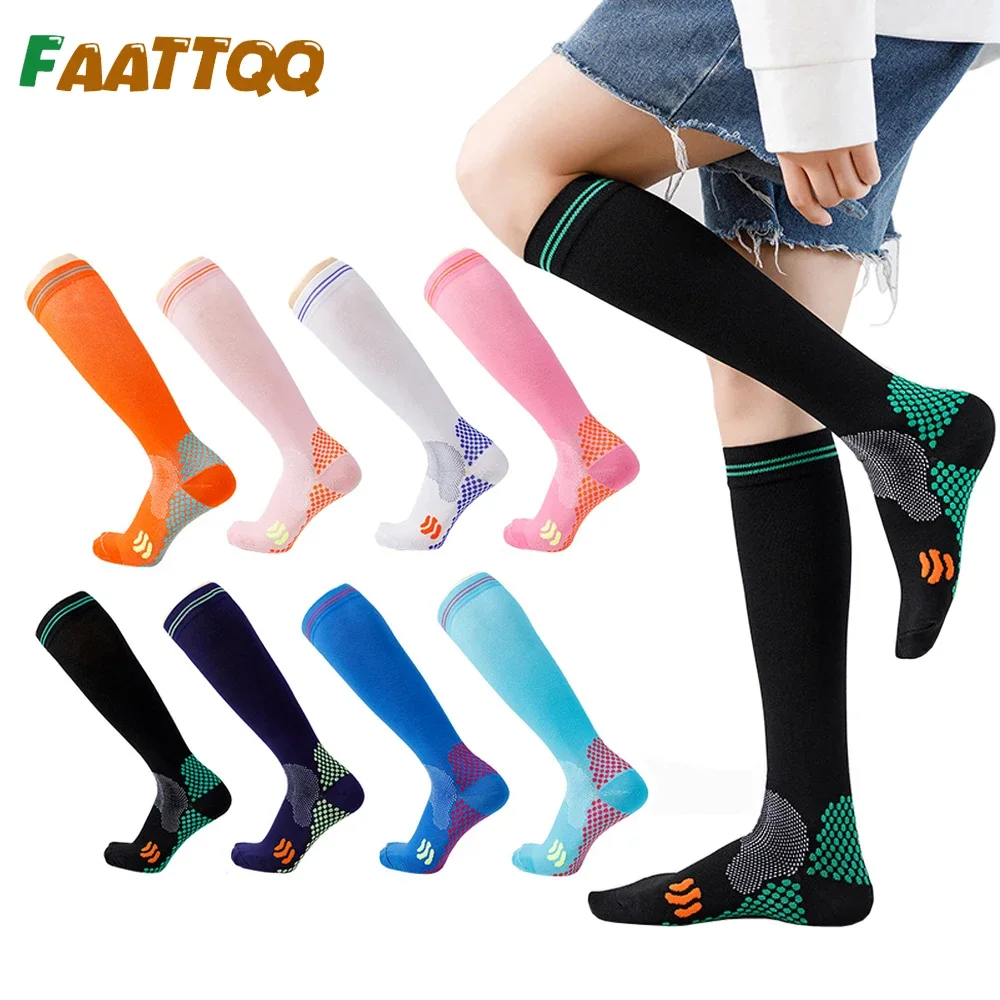 FAATTQQ 1Pair Sport Compression Socks for Men & Women, 20-30 mmhg Run Nurse Socks for Edema Diabetic Varicose Veins