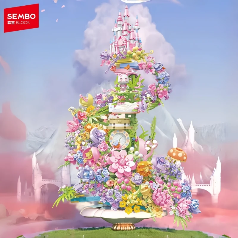 

SEMBO BLOCK MoMo Dream Flower Castle Building Block Flower Assembly Model Ornaments Educational Toys Collection Gifts