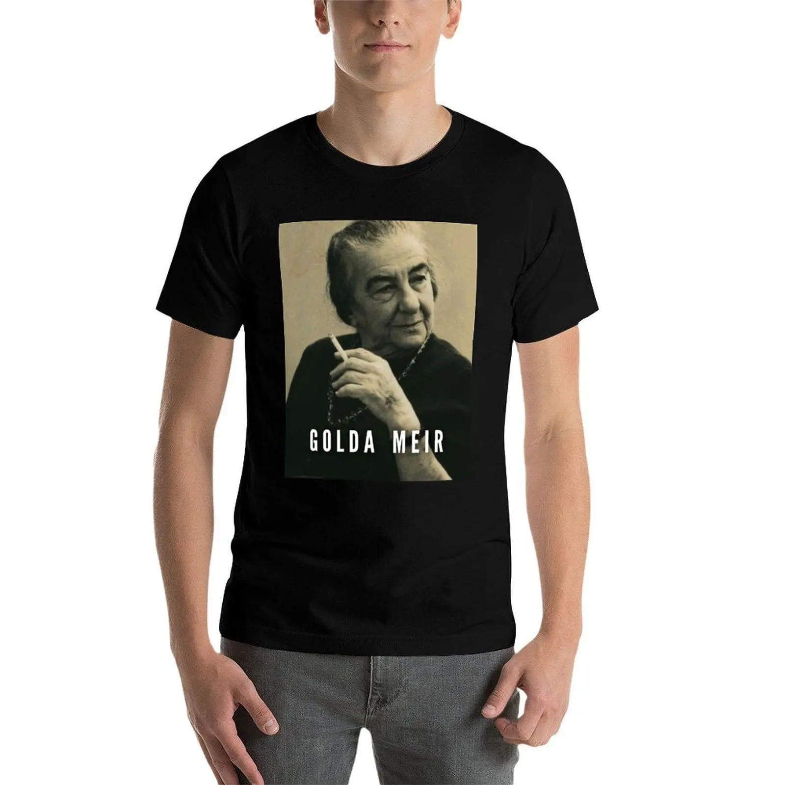 تي شيرت Golda Meir تي شيرت برسوم جرافيك ملابس جمالية تي شيرت أسود للرجال #4