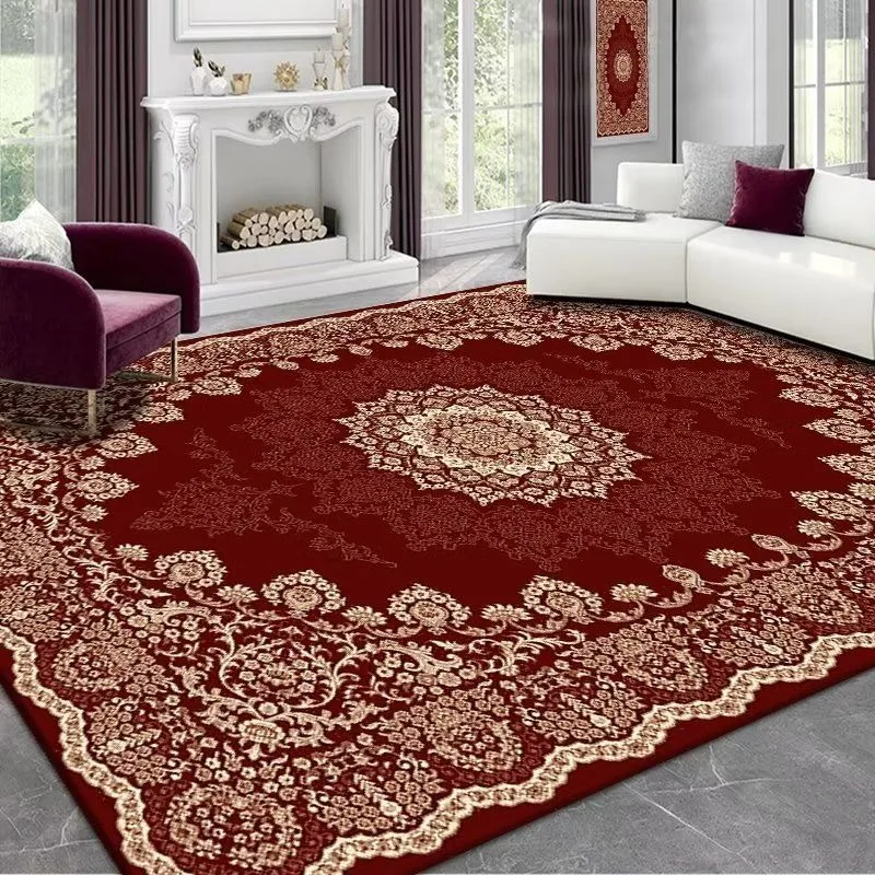 Retro Persian Kitchen floor carpet Non-slip Light Luxury Red Rug Room Decoration Aesthetic Bedroom Classical Mat Living Room