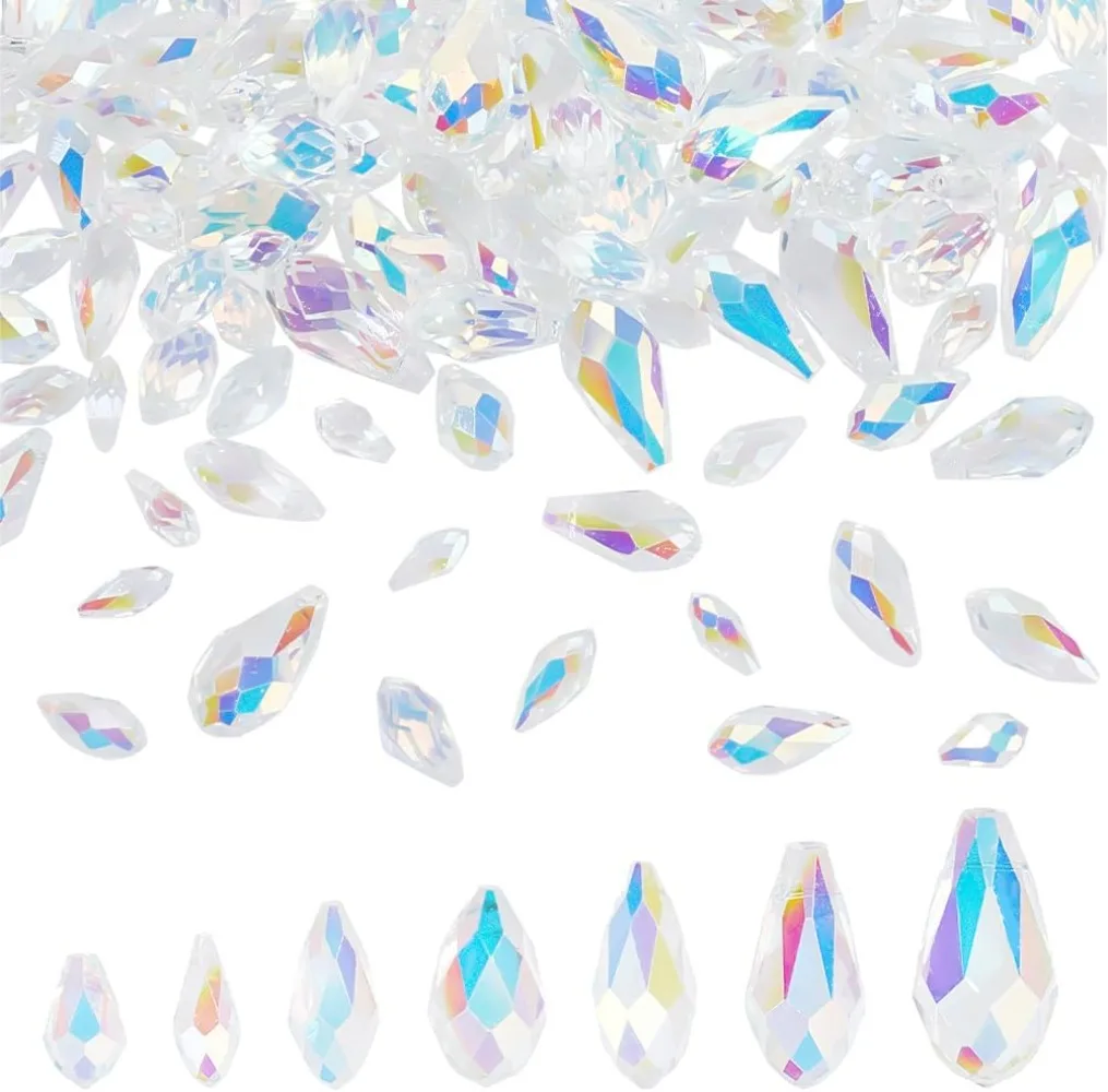 168Pcs Faceted Teardrop Glass Beads 7 Styles Electroplate Glass Beads Teardrops Glass Pendants Loose Beads for DIY making kit