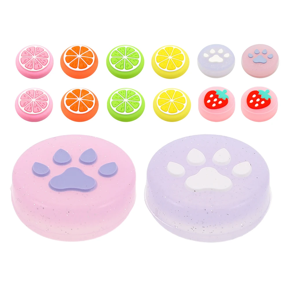 14Pcs Switch Anti Slip Silicone Thumb Caps Glow in The Dark Cat Claw Thumb Grip Covers Replacement Joystick Caps
