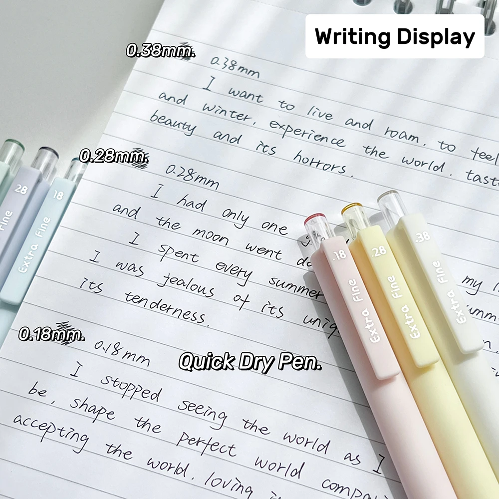 6Pcs Simple Style Gel Pen Set 0.18/0.28/0.38mm Fine Tip Quick-Dry Pen Creative Black Writing Pens Combo For Study and Office Use
