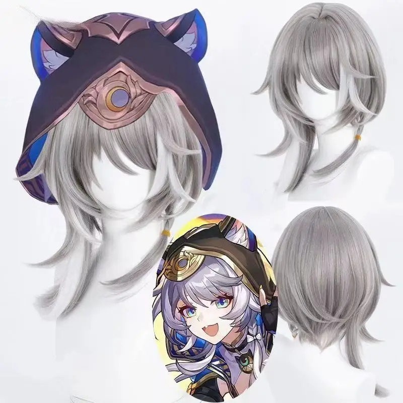 Honkai Star Rail Cipher Cosplay Wig Cifera Gray White Long Hair Amphoreus Halloween Party for Women Girls Carnival Props