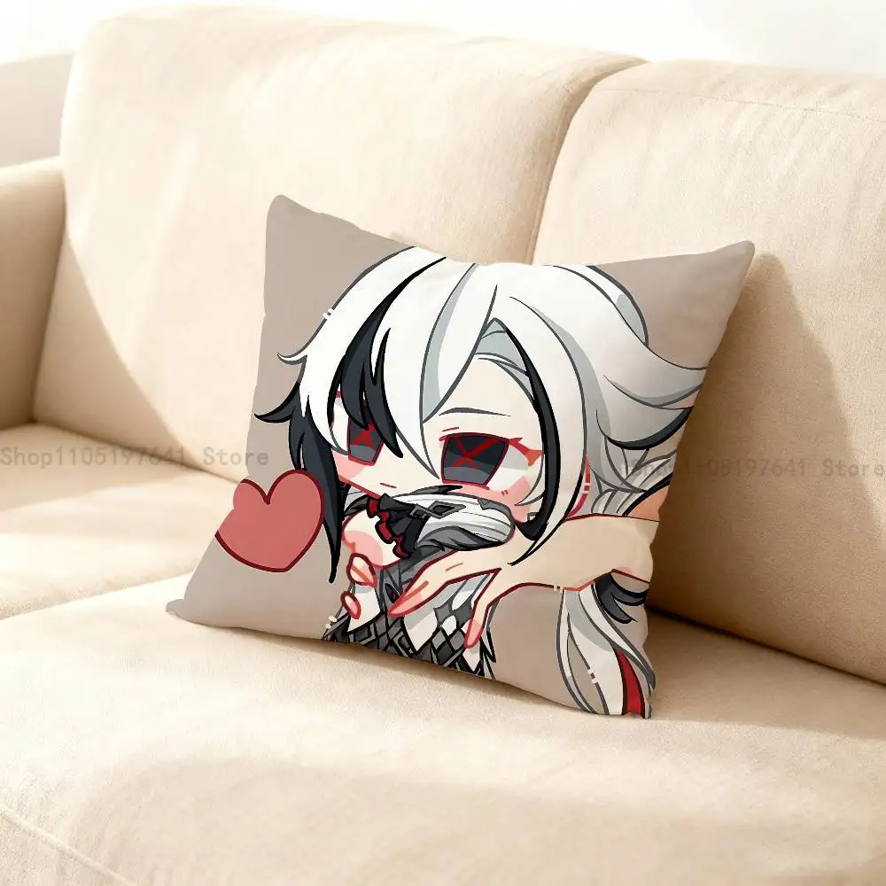

Game Anime A-Arlecchino Pillow Case For Sofa Decor Car Office Room Printing Cushion Cover Decorations and Protector