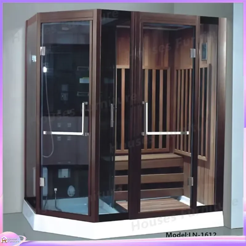 Family Indoor Outdoor Sauna Steam Room Combo Shower Cabin Home Spa Bath Enclosure Wet Dry Steam Generator Bathroom Suite