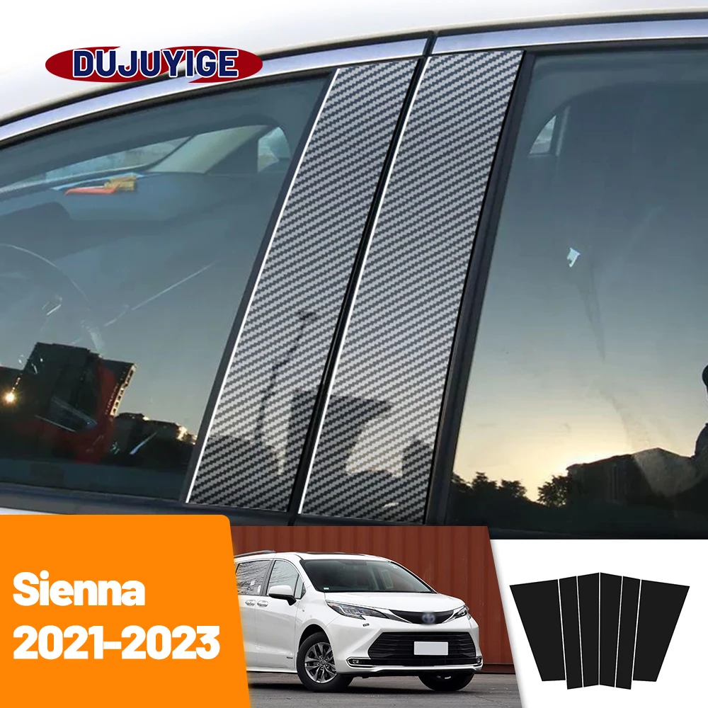 

For Toyota Sienna 2021-2023 2022 Carbon Fiber Window Door Column Deal B C Pillar Post Cover Trim Sticker