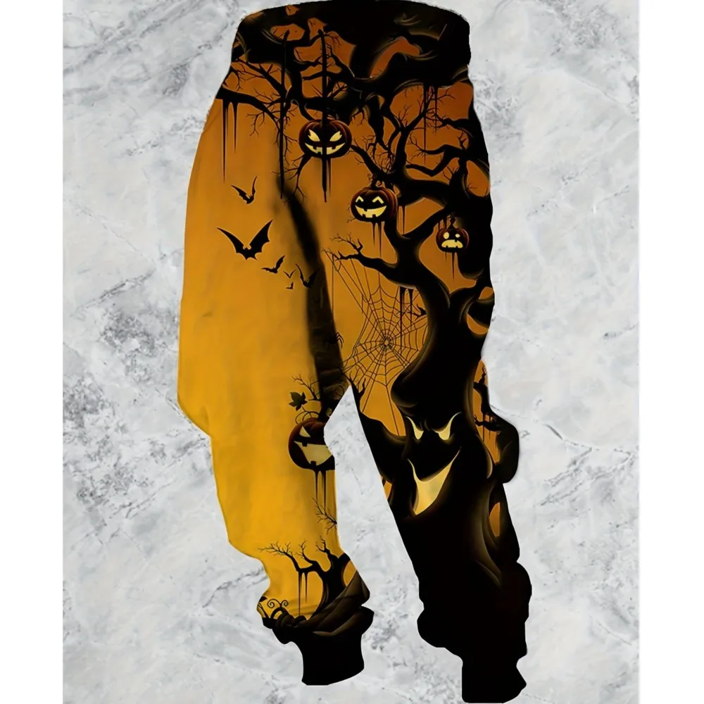 Men's 2026 Sweatpants Halloween Theme Printed Joggers Slim Fit Pants Casual Lounge Pants With Pockets Autumn Winter Streetwear