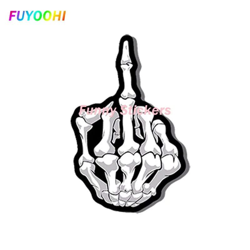 FUYOOHI Play Stickers Funny Car Stciker Skull Middle Finger Skeleton Decal Waterproof Pvc Stickers for Auto Moto Truck Tuning