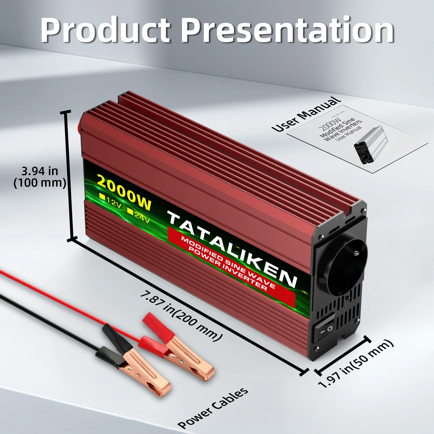 3000W Stromwechselrichter 24V auf 220V mit Digitalanzeige Intelligente Temperaturregelung Lüfter Wohnwagen Camping Unverzichtbar – Detail 6