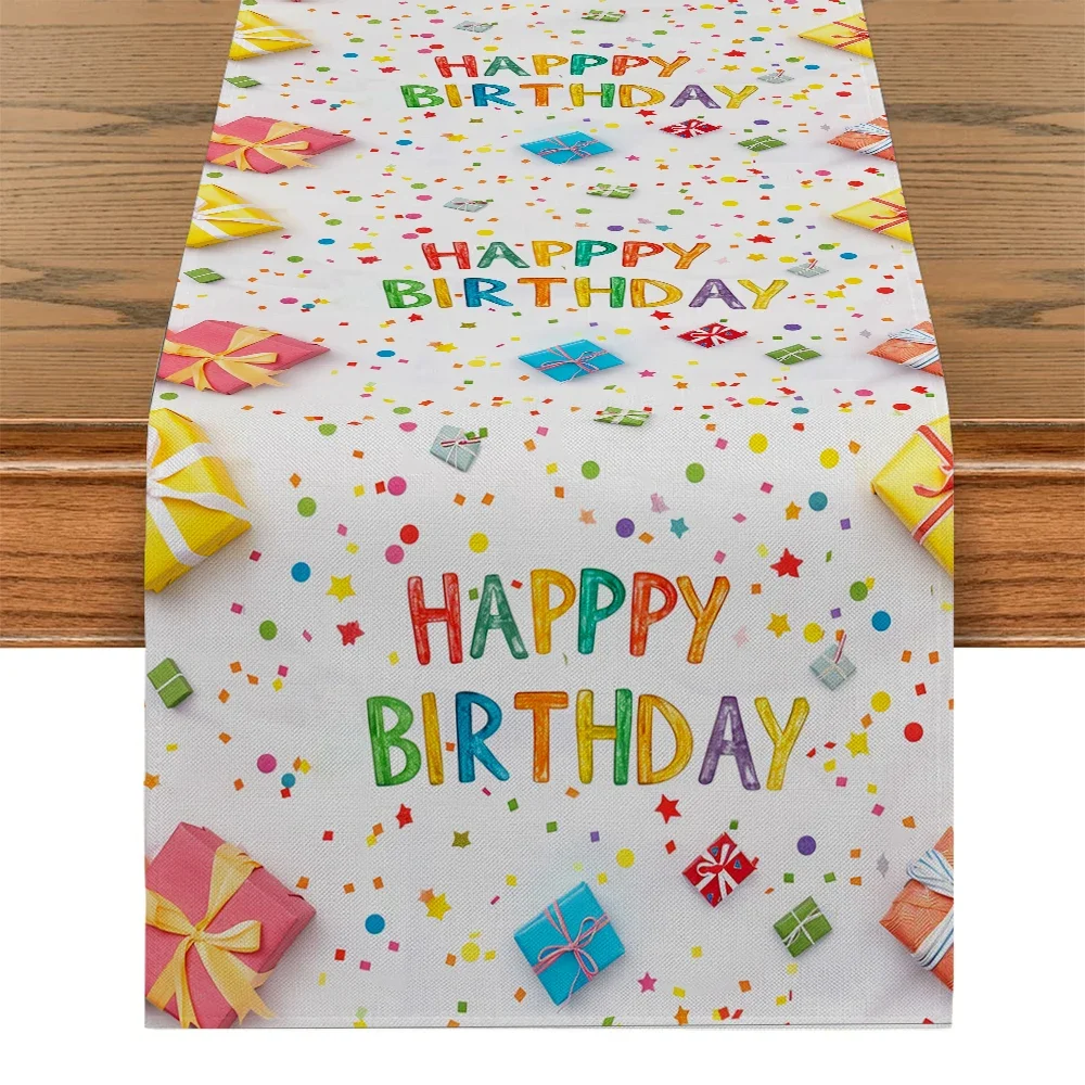 Happy Birthday Tablecloth Gift Table Runner Kitchen Table Decoration Indoor Outdoor Birthday and Family Party Decoration