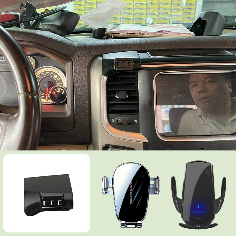 

Car Mobile Phone Holder For Dodge RAM trucks 2013-2017 Car Special Bracket Base Support Wireless Charging Bracket Accessories