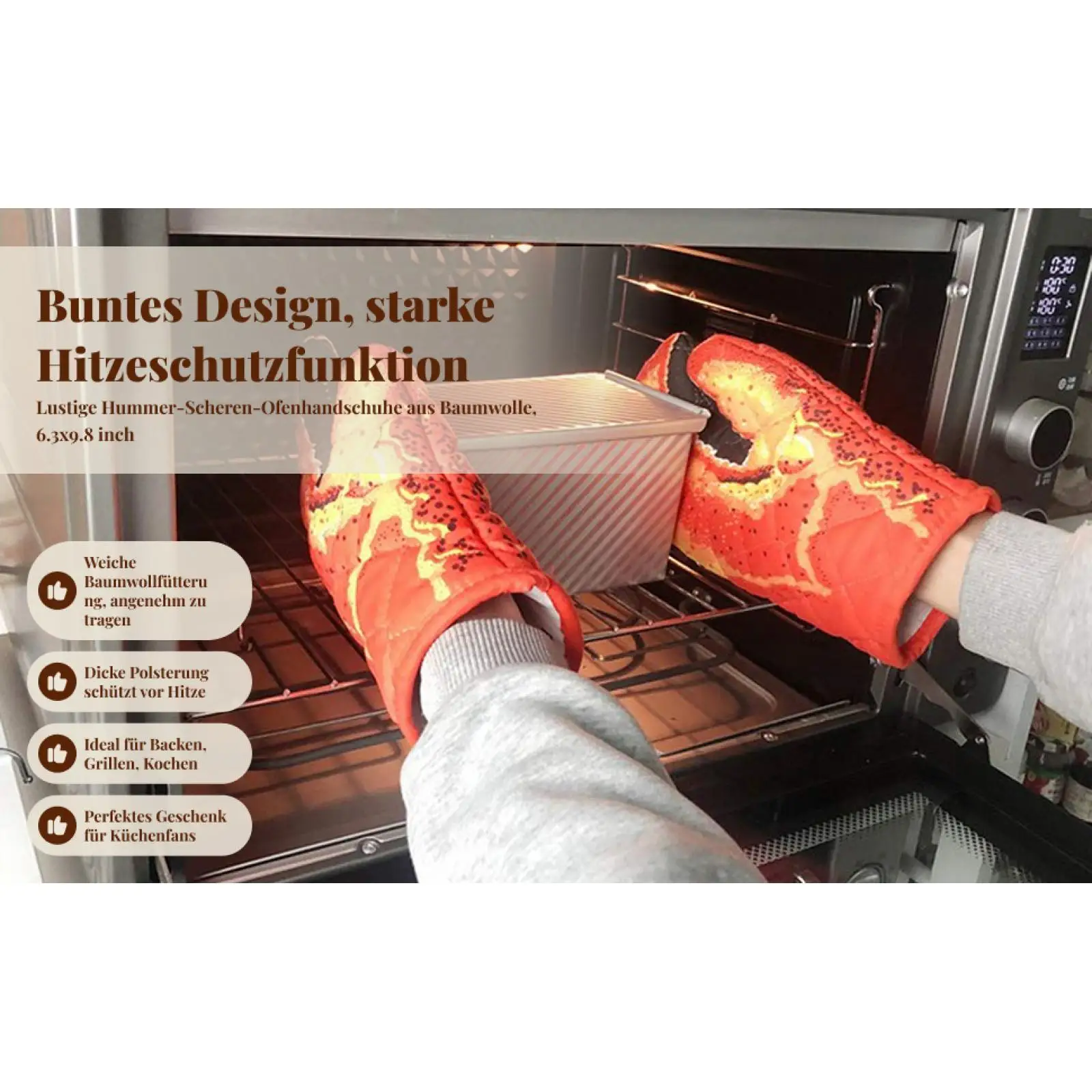 Realistic Lobster Claw Oven Gloves Cotton Material Heat Resistant Professional Oven Mitts Set for Kitchen Cooking