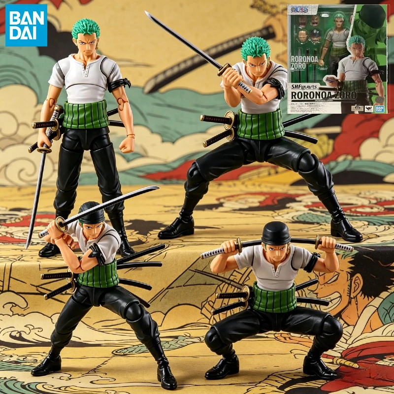 

【IN STOCK】Original Bandai S.H.Figuarts One Piece Roronoa Zoro Romance Dawn 15cm Figure Collectible Model Toy Gift
