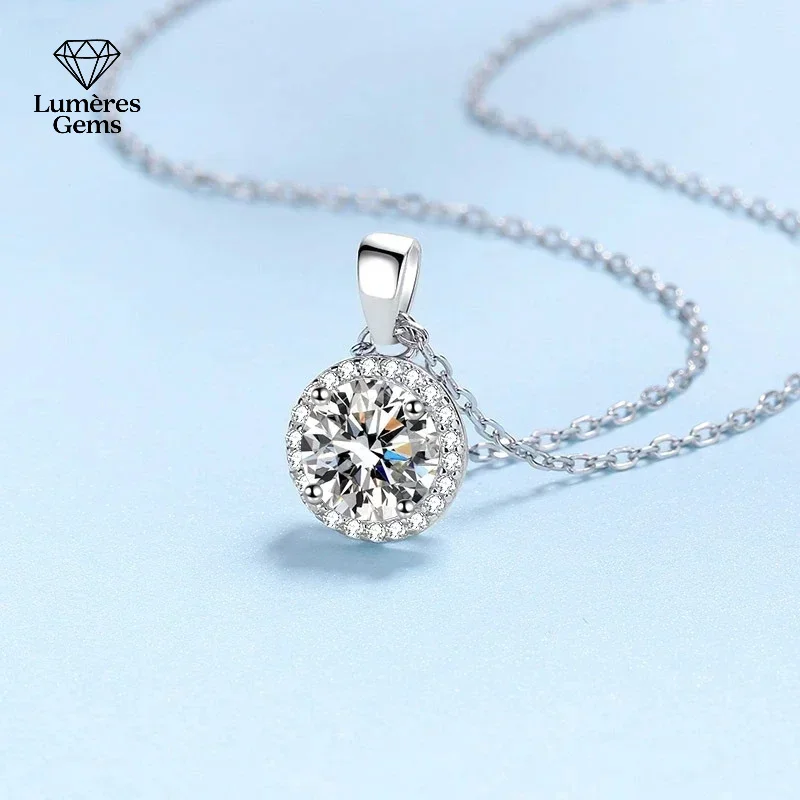 

Women Valentine'S Day 18K White Gold Wedding Girl Necklaces 1CT Moissanite Diamond Pendant PT950 Platinum Daughter Birthday Gift