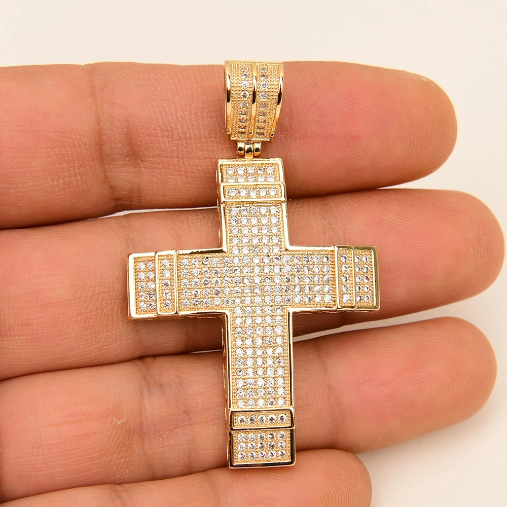 

2 Pcs Micro pave CZ Paved Virgin Mary Crucifix Religious Cross Pendant Charms For Necklace Jewelry Making DIY