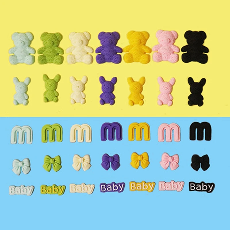 5pcs/lot Silicone Cute 3D Smile Bear Bow Cell Phone Case Sticker Accesorries No-Adhesive Phone Cover Decorative Sticker