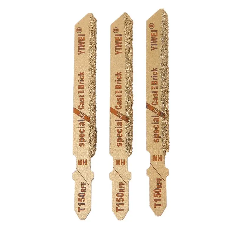 3pcs 3" T150 Grano de carburo 50 Grit T-Shank Jigsaw Blades Ceramic Tile Cutting To