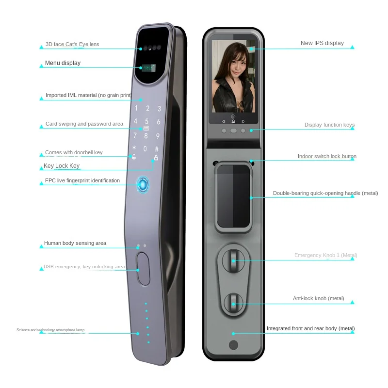 Fingerprint Lock Automatic Household Anti-Theft Door Lock Face Recognition Electronic Lock Remote Peephole Viewer Smart Password