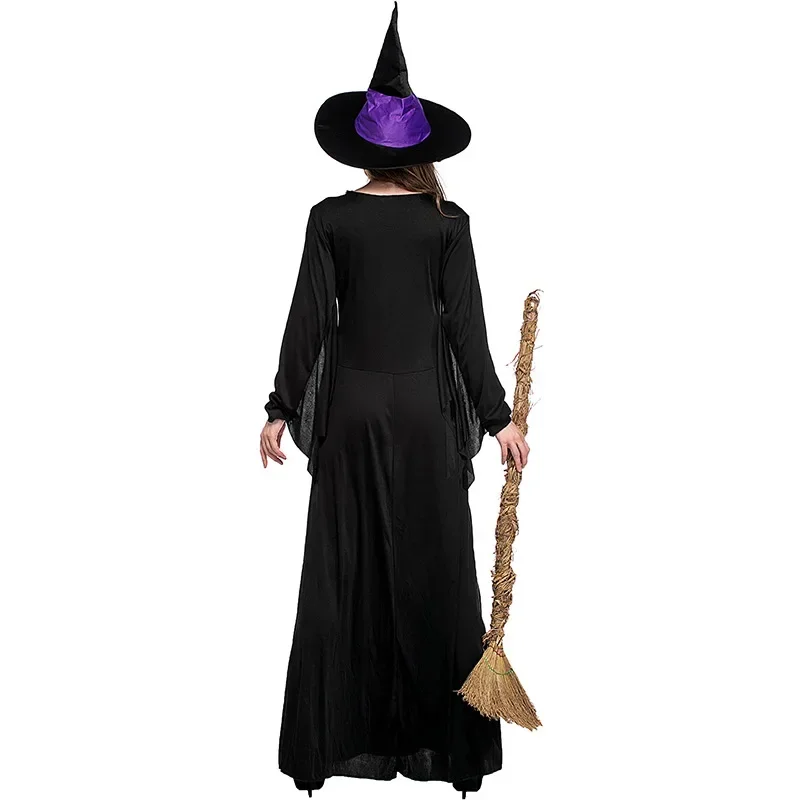 Costumes de Vampire de Sorcière d'Halloween pour Femme Adulte, Violet Effrayant, ixde Carnaval, Spectacle, Drame, Costume de Sorcière avec Chapeau, Grande Taille