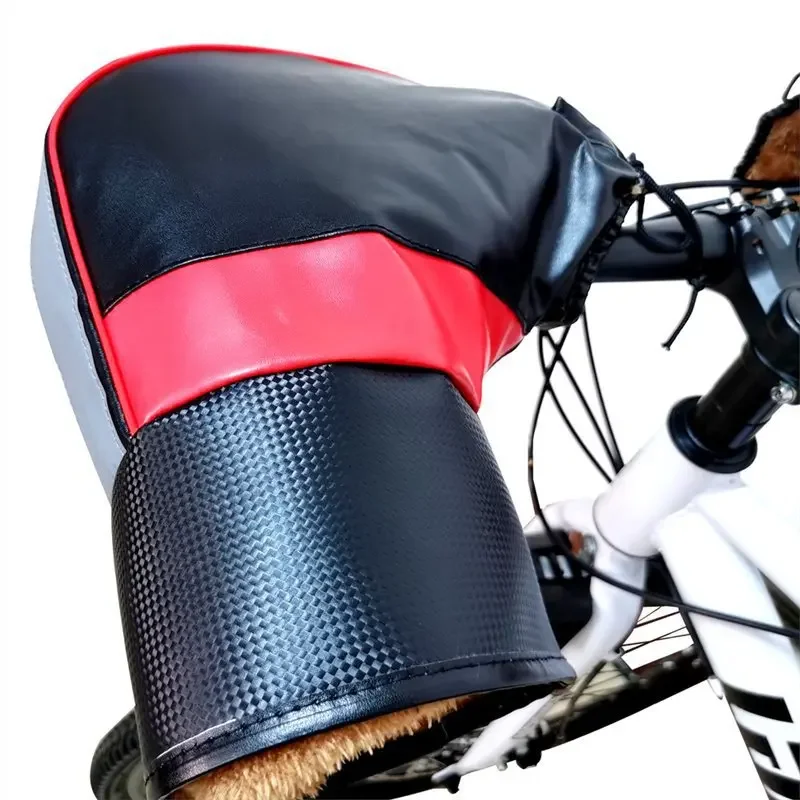 Autumn and Winter Cycling Gloves PU Material Waterproof Electric Vehicle Motorcycle Grips Thickened Cotton Gloves Spot Wholesale
