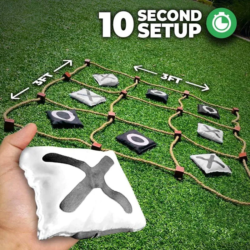 Giant Tic-Tac-Toe Outdoor Game, No Assembly Instant Setup Bean-Bag Toss Yard Games for Adults