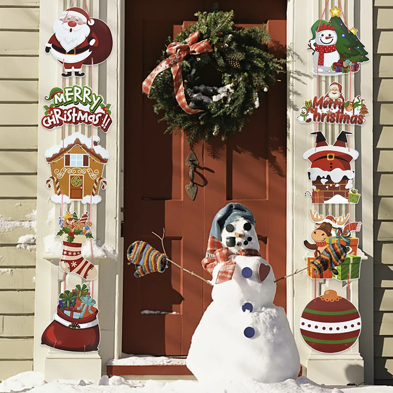 1set Merry Christmas Door Banner Decoration Santa Claus Couplet Xmas Tree Hanging Pendants Christmas Home Decor Navidad New Year - Image 2