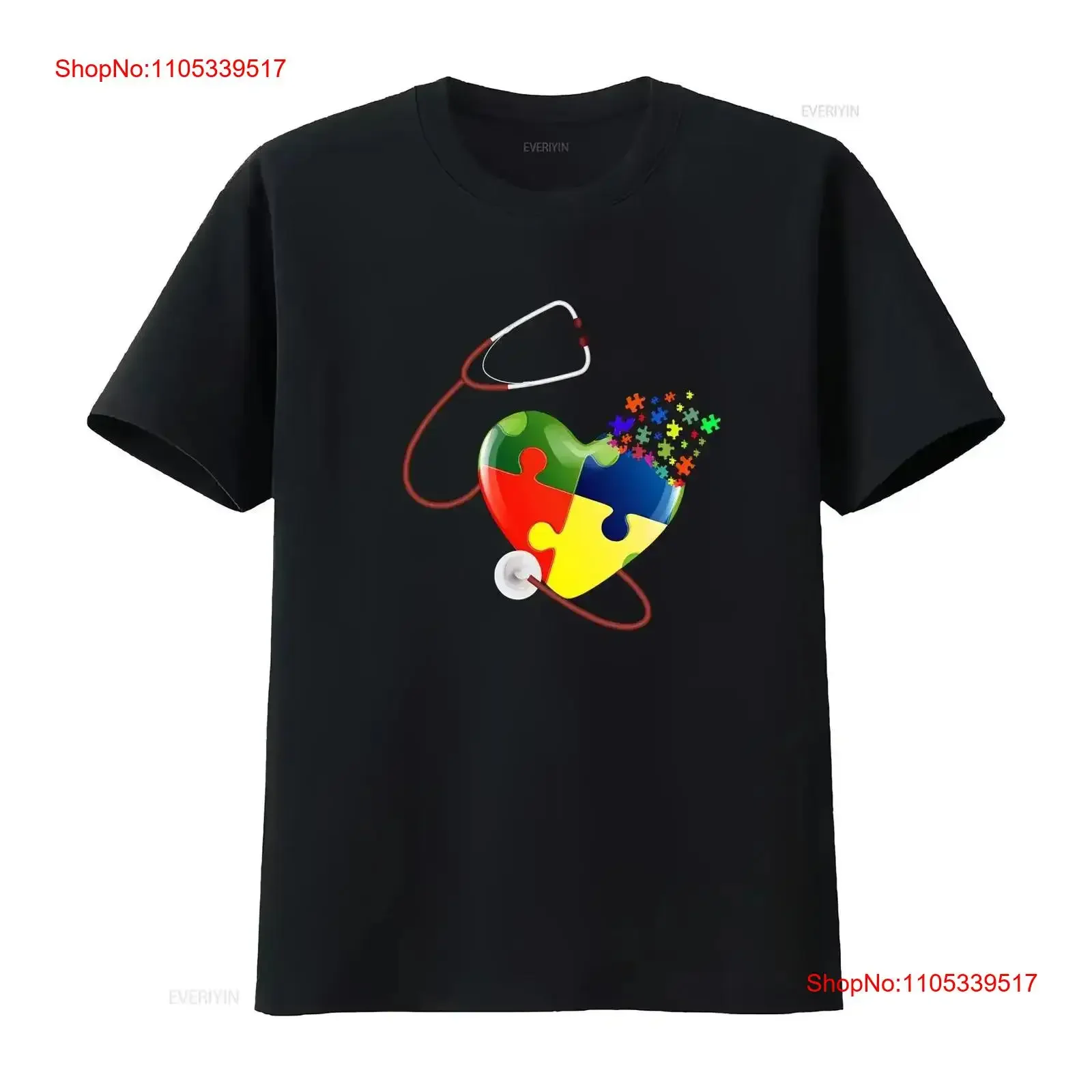 Funny Nurse Autism Puzzle Stethoscope Heart Awareness T Shirt S 5XL vintage Washed streetwear Stretched Breathable Stylish